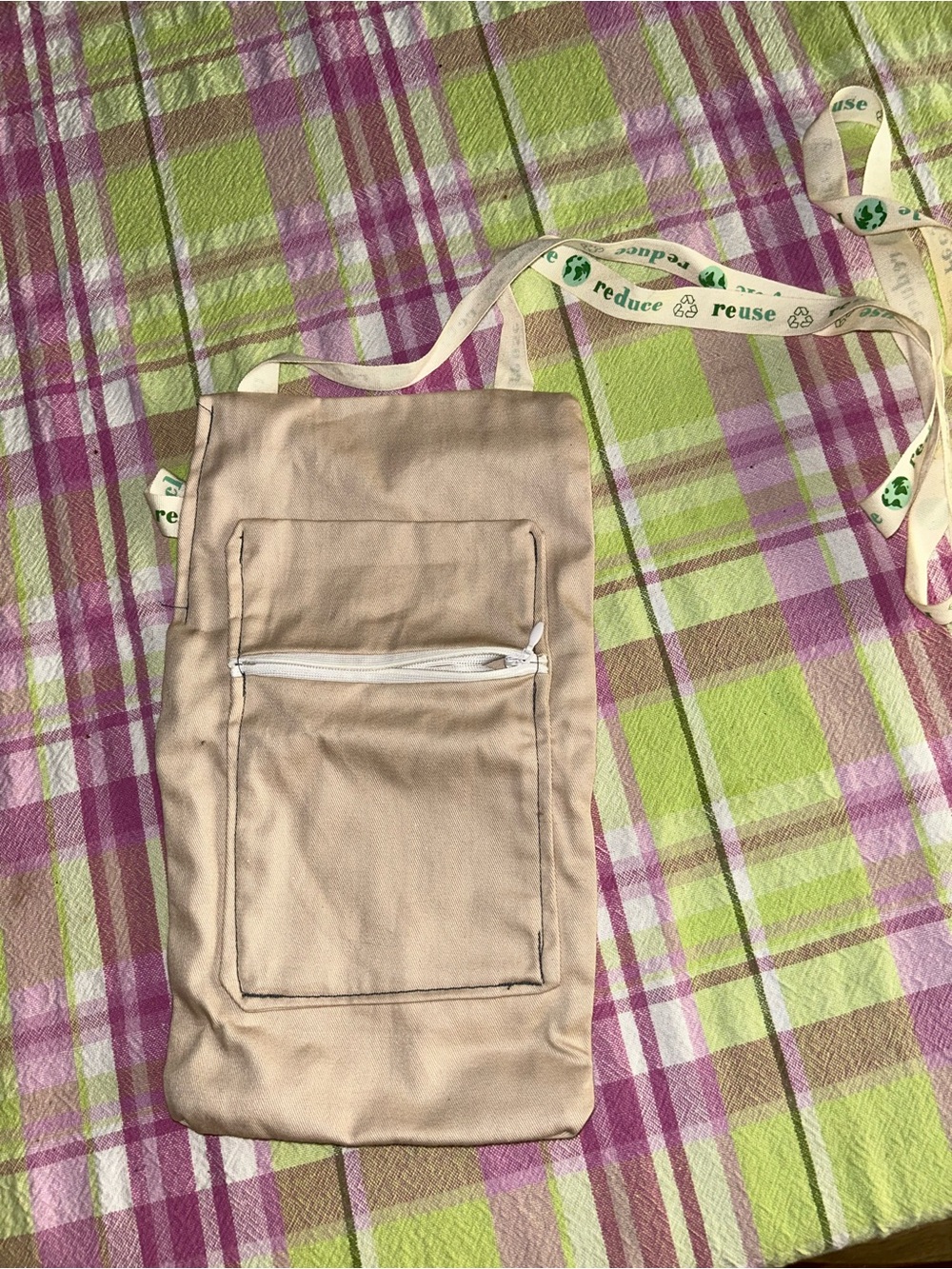 2 for $10 Beige Canvas Crossbody Bag with Front Pocket